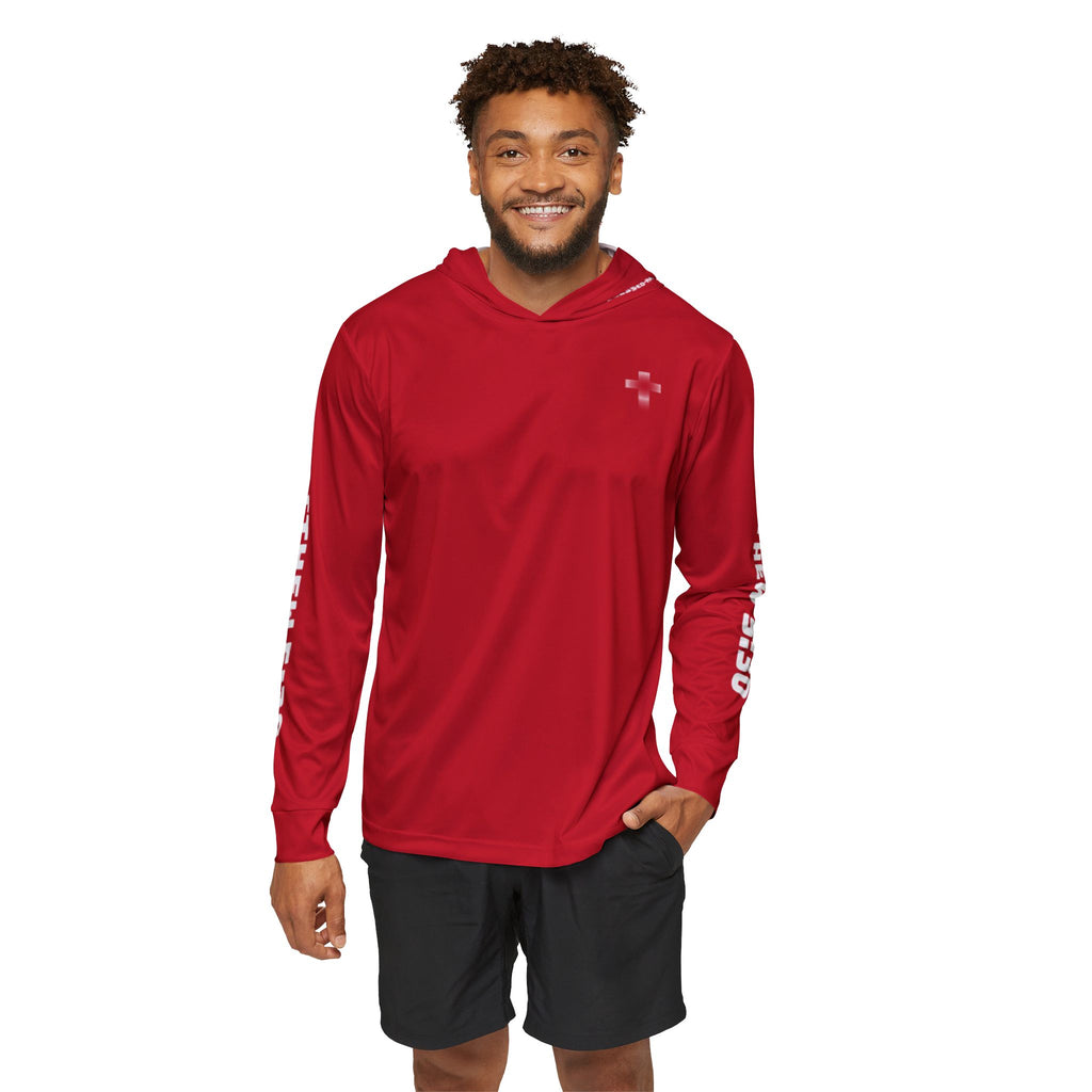 Men's Sports Warmup Hoodie (Red) - Matthew 5:30