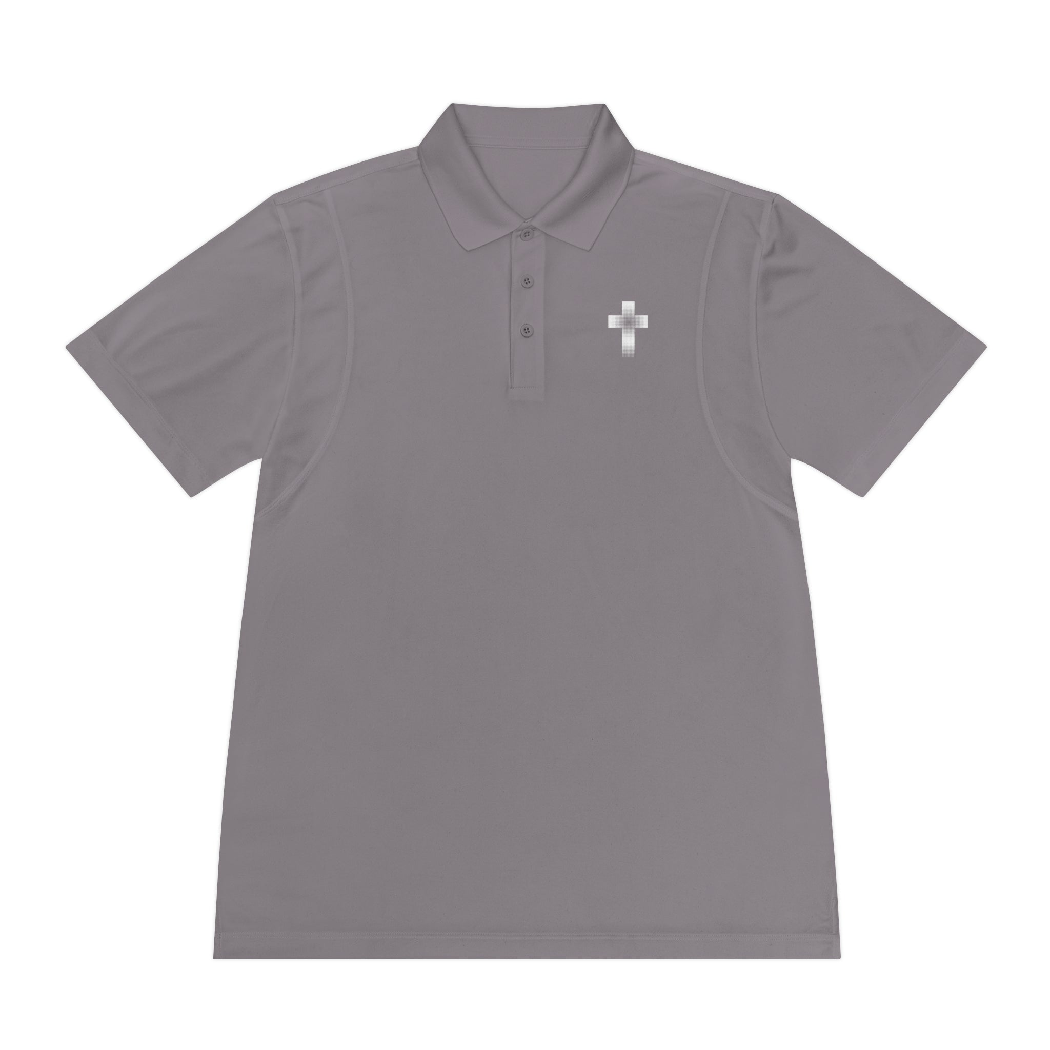 Men's Polo Shirt - Subtle Black Cross Chest Logo, Sport Casual