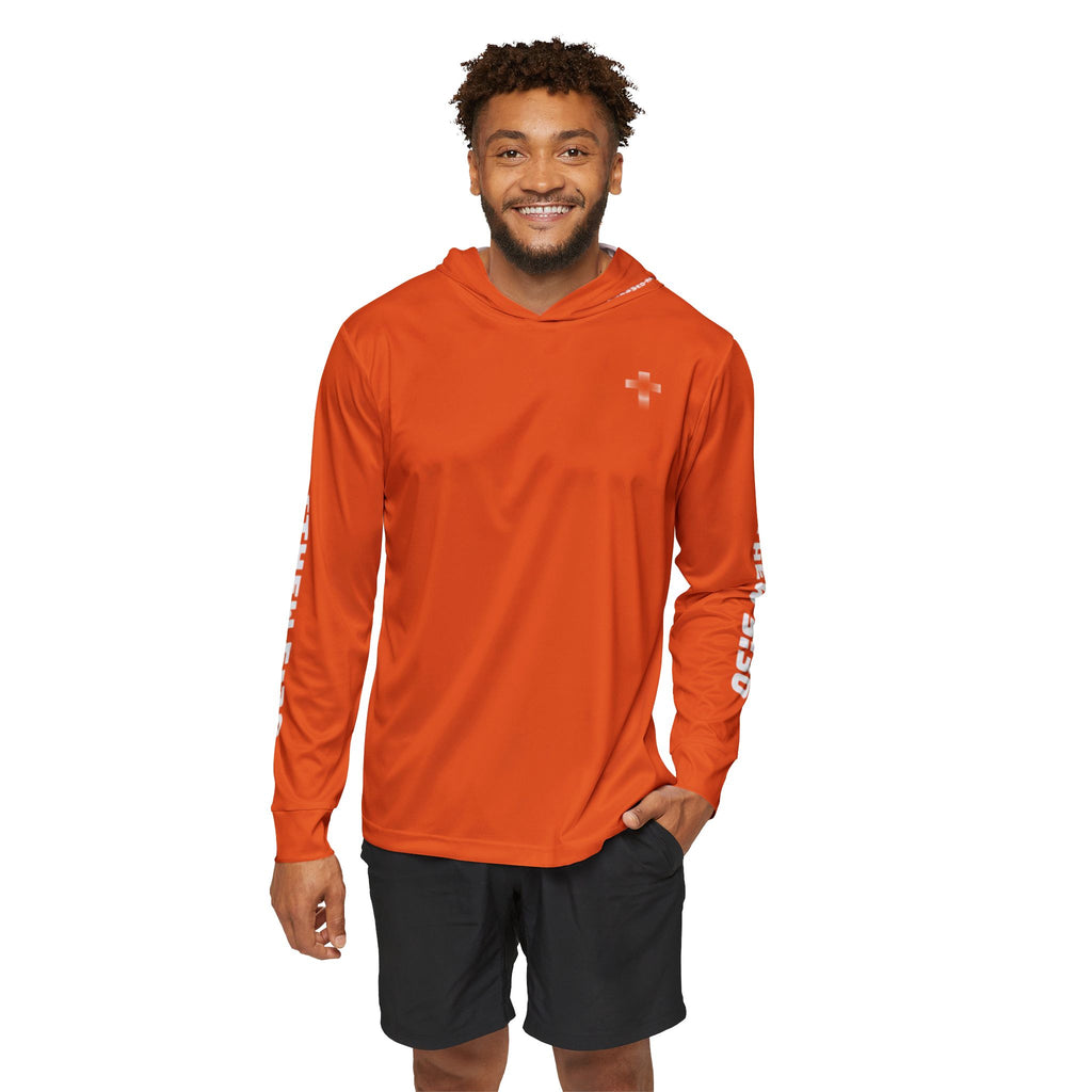 Men's Sports Warmup Hoodie (Orange) - Matthew 5:30