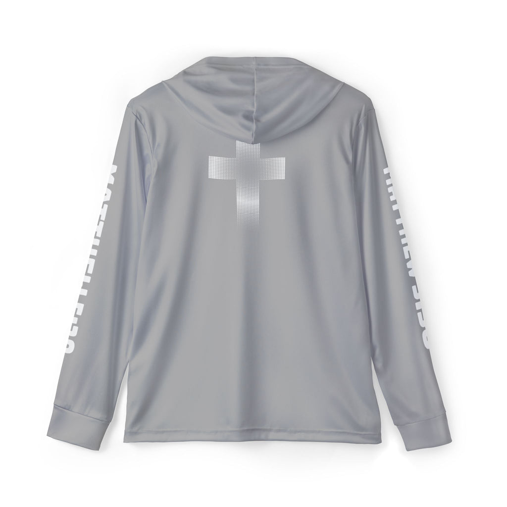 Men's Sports Warmup Hoodie (Light Gray) - Matthew 5:30