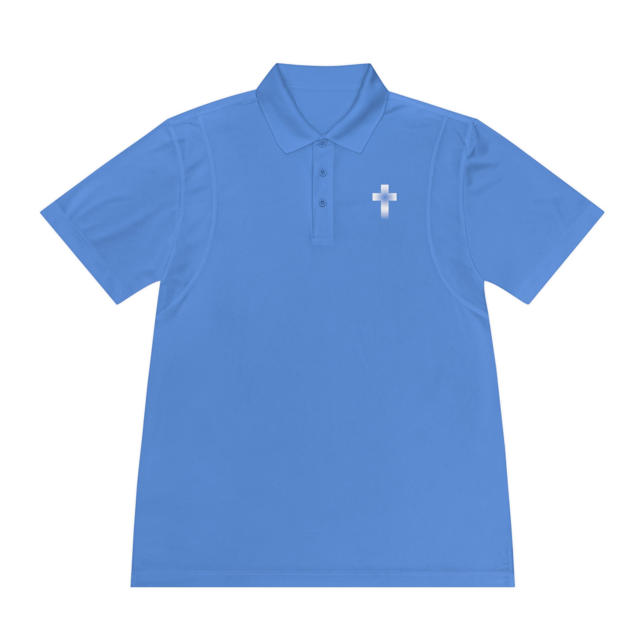 Men's Polo Shirt - Subtle Black Cross Chest Logo, Sport Casual