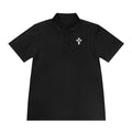 Men's Polo Shirt - Subtle Black Cross Chest Logo, Sport Casual