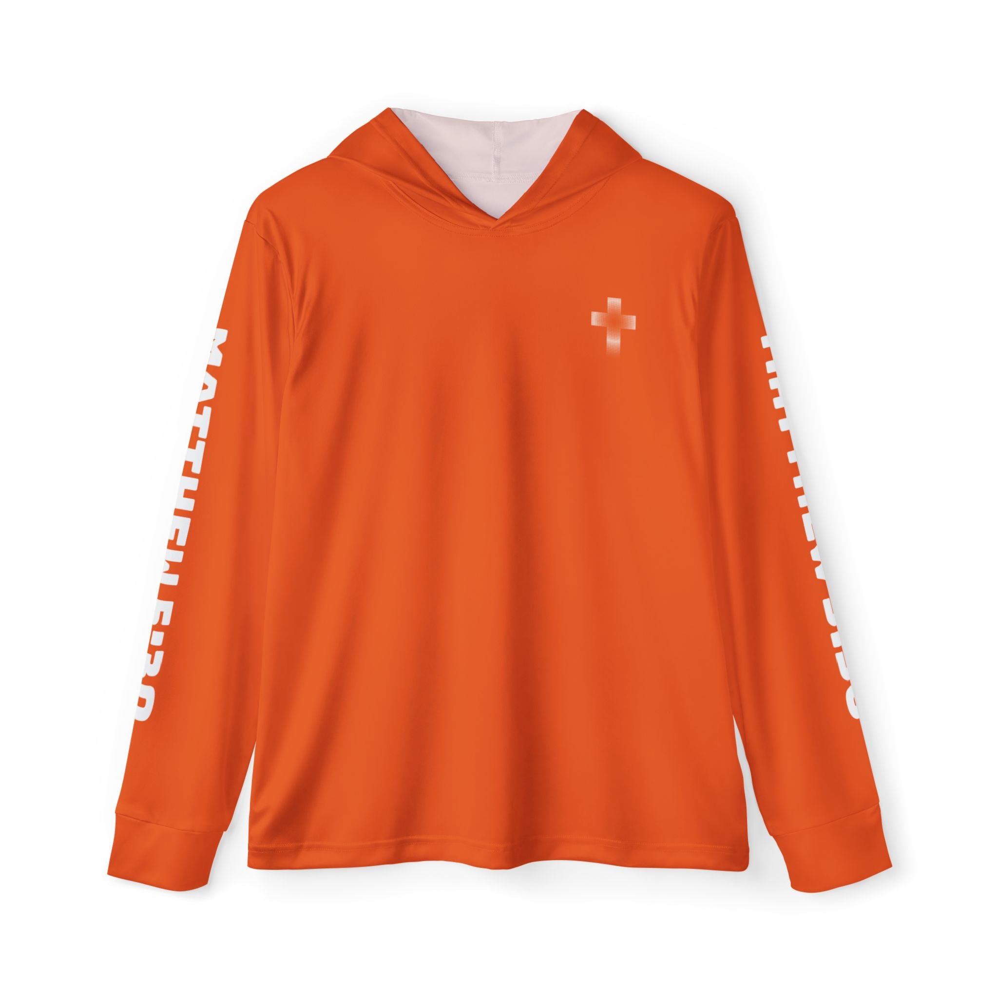 Men's Sports Warmup Hoodie (Orange) - Matthew 5:30