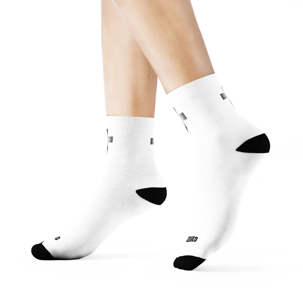 Blessed Cross Christian Faith Socks (White)