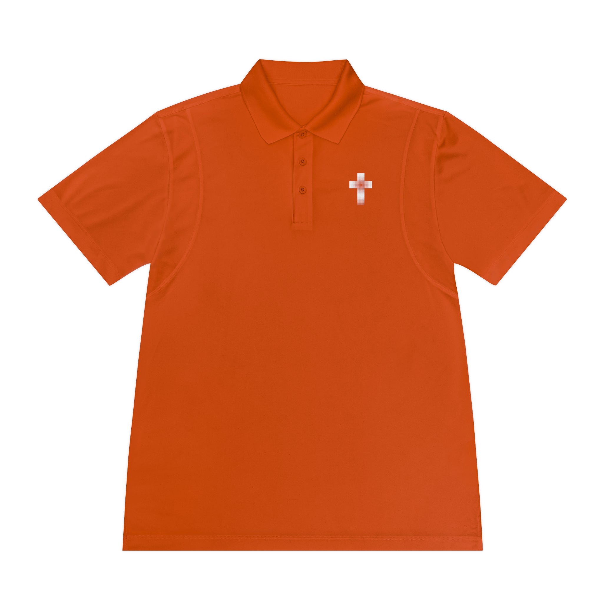 Men's Polo Shirt - Subtle Black Cross Chest Logo, Sport Casual