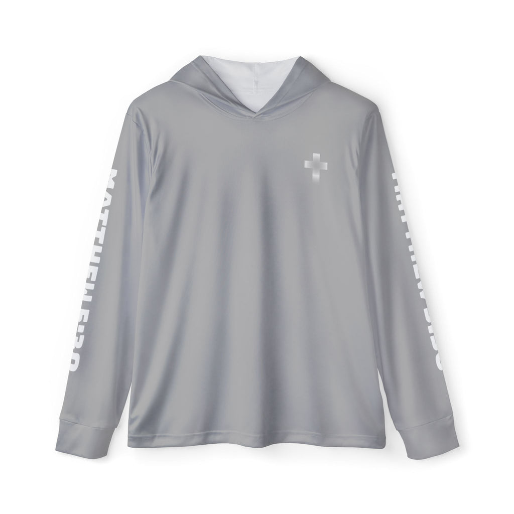 Men's Sports Warmup Hoodie (Light Gray) - Matthew 5:30
