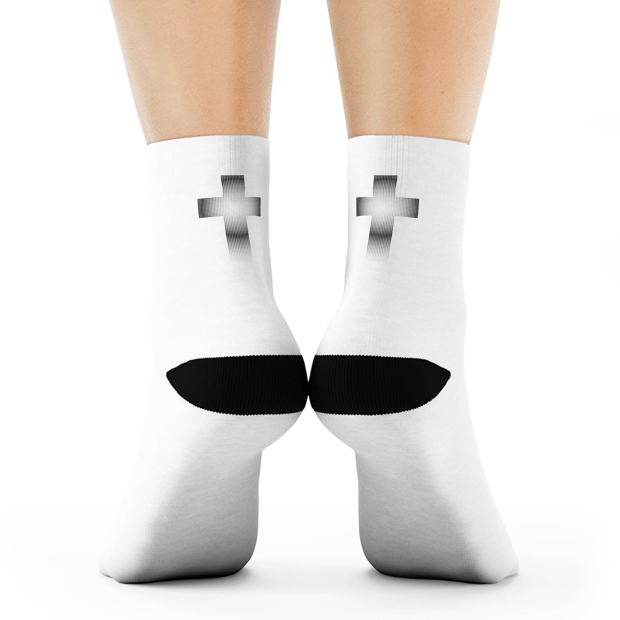 Blessed Cross Christian Faith Socks (White)