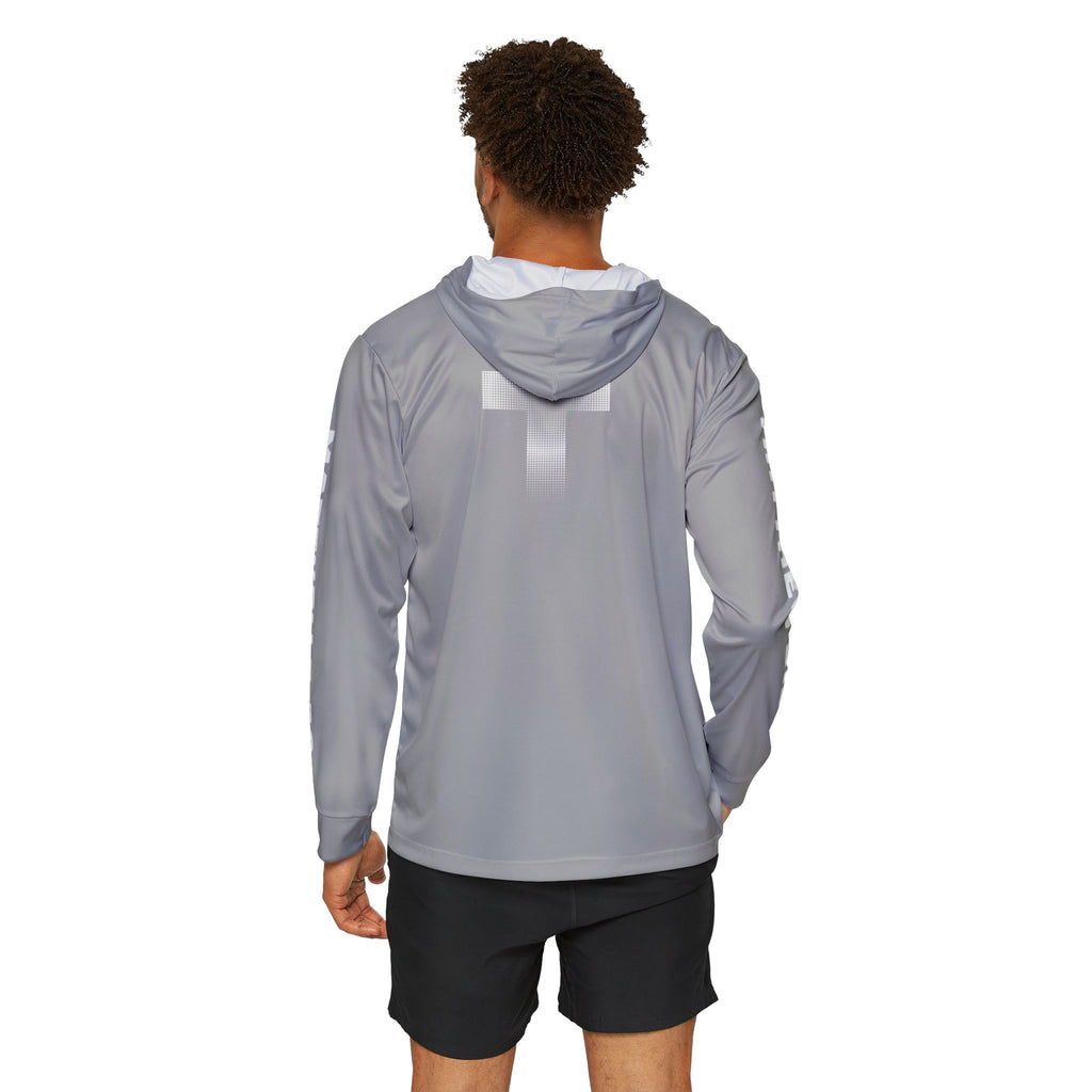 Men's Sports Warmup Hoodie (Light Gray) - Matthew 5:30
