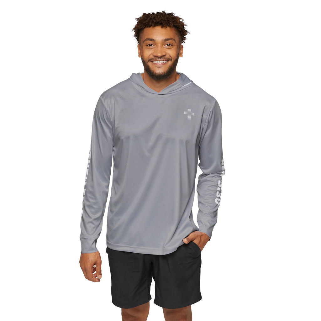 Men's Sports Warmup Hoodie (Light Gray) - Matthew 5:30