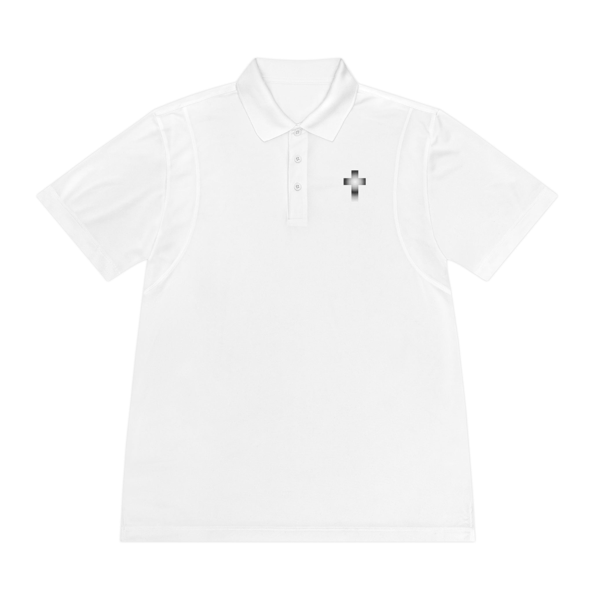 Men's Polo Shirt - Subtle Black Cross Chest Logo, Sport Casual